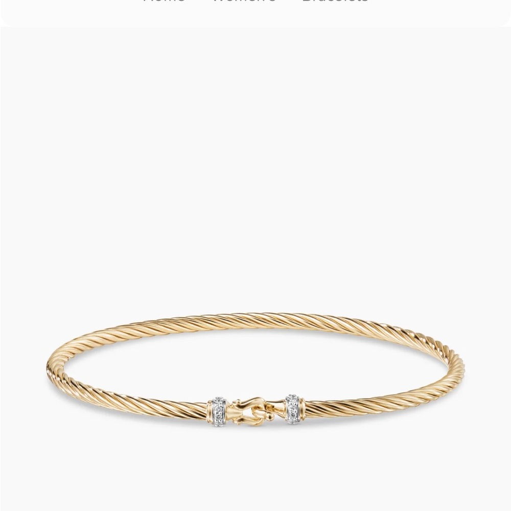 David Yurman Buckle Classic gold Cable Bracelet with pavé diamonds